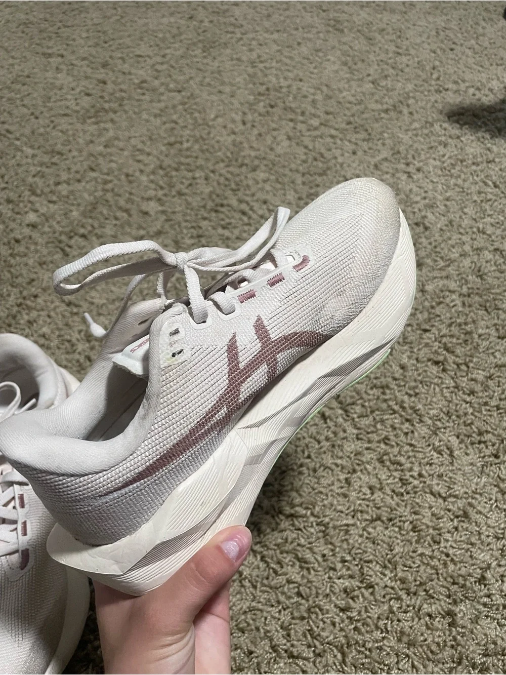 ASICS Women's Running Shoes - Light Gray with Pink and Neon Green Accents
